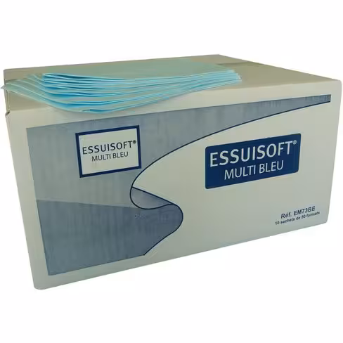 Essuyeur économique bleu en rollbox 300 formats prédécoupés 27 x 38 cm x 4