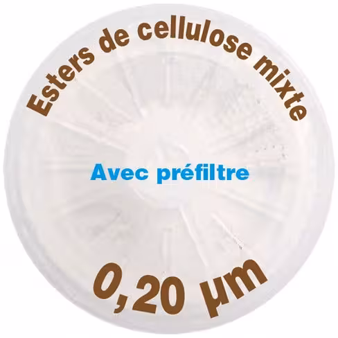 Filtre-seringue MCE avec préfiltre porosité 0,20 µm Ø 25 mm LMR x 1000