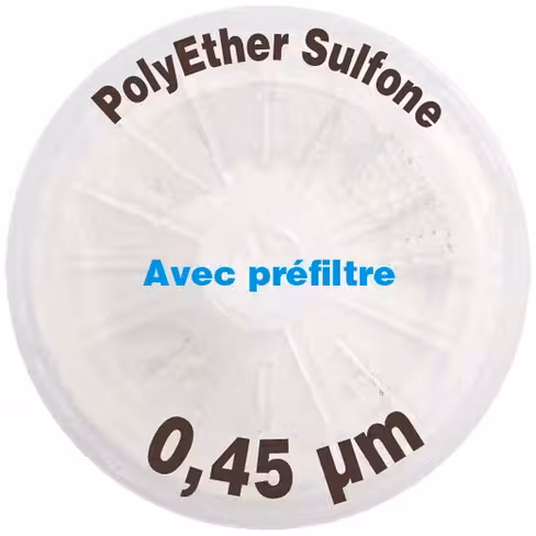 Filtre-seringue PES avec préfiltre porosité 0,45 µm Ø 25 mm LMR x 1000