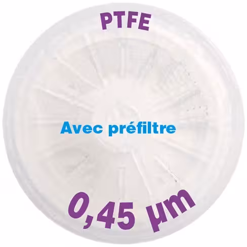 Filtre-seringue PTFE avec préfiltre porosité 0,45 µm Ø 33 mm LMR x 1000