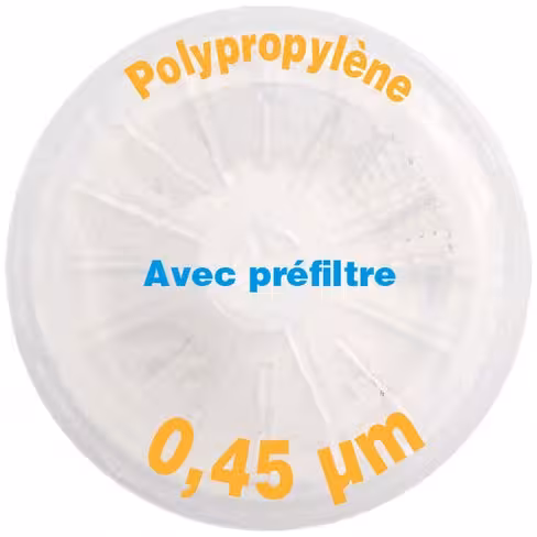 Filtre-seringue PP avec préfiltre porosité 0,45 µm Ø 25 mm LMR x 1000