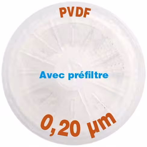Filtre-seringue PVDF avec préfiltre porosité 0,20 µm Ø 25 mm LMR x 1000