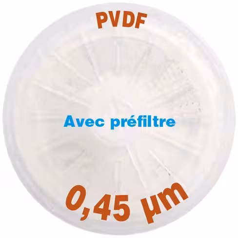 Filtre-seringue PVDF avec préfiltre porosité 0,45 µm Ø 25 mm LMR x 1000