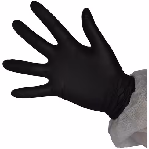 Gant à usage unique en nitrile non poudré noir AQL 1,5 taille M x 100