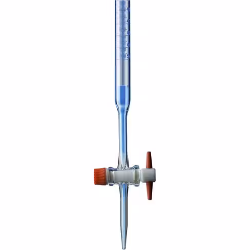 Burette à bord évasé robinet droit en PTFE classe AS 25 ml sub. 0,05 ml
