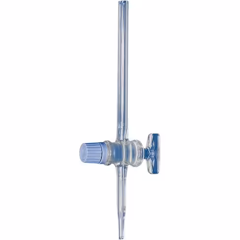 Burette à bord évasé avec Schellbach avec robinet droit en verre classe AS 10 ml sub. 0,02 ml