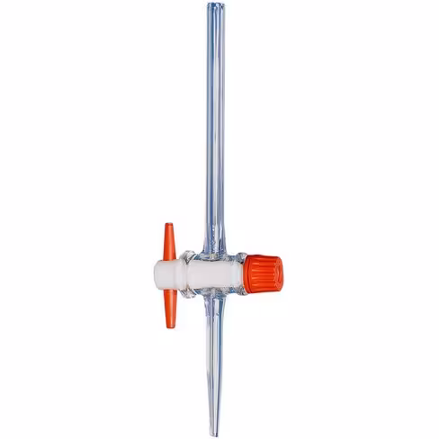 Burette à bord évasé robinet droit en PTFE classe B 25 ml sub. 0,1 ml