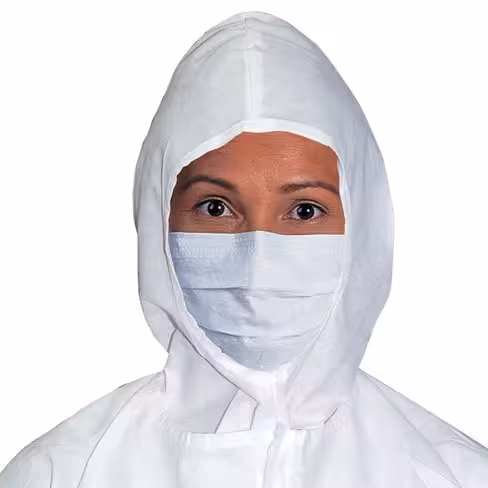 Masque kimtech pure m3 18 cm style à plis avec cordons de fixation blanc - 10 x 50