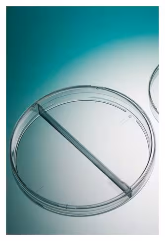 Boîte de Pétri ronde PS dépoli 3 ergots hauteur 14,2 mm Ø 90 mm 2 compart asept 33/sursac double x 825