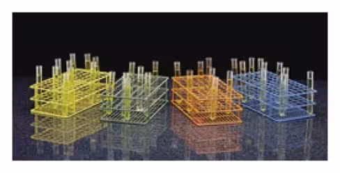 Rack pour tubes à essai Ø 18-20 mm 80 places bleu recouvert époxy