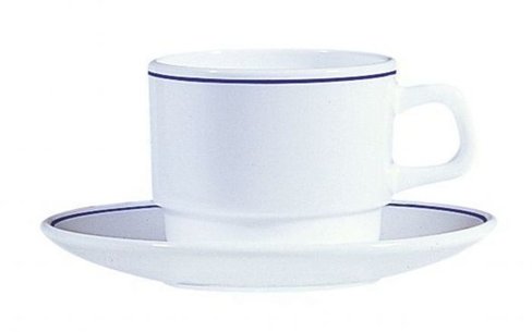 Tasse à thé empilable Restaurant filet bleu 19 cl - lot de 12