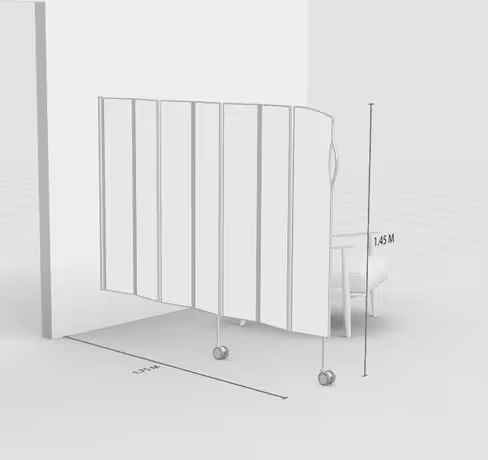 Paravent mural 7 sections L175 H145cm blanc