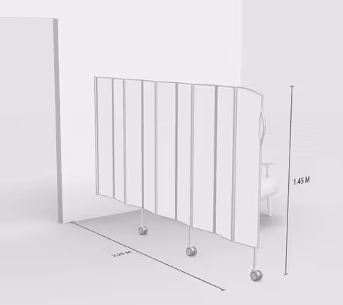 Paravent mural 9 sections L225 H145cm blanc