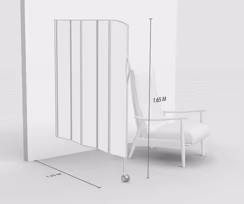 Paravent mural 5 sections L125 H165cm blanc