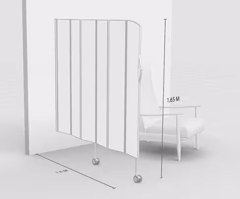 Paravent mural 6 sections L150 H165cm blanc