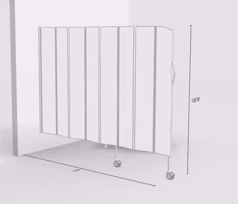 Paravent mural 8 sections L200 H165cm blanc