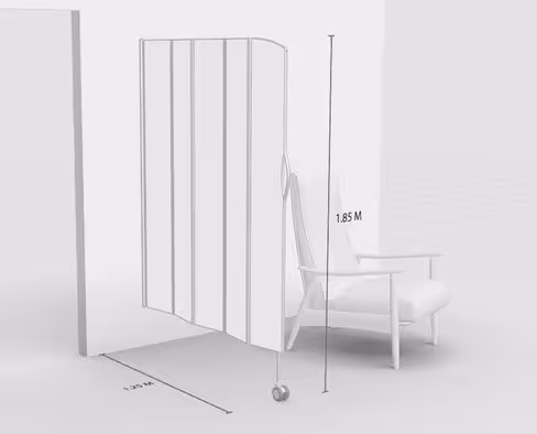 Paravent mural 5 sections L125 H185cm blanc