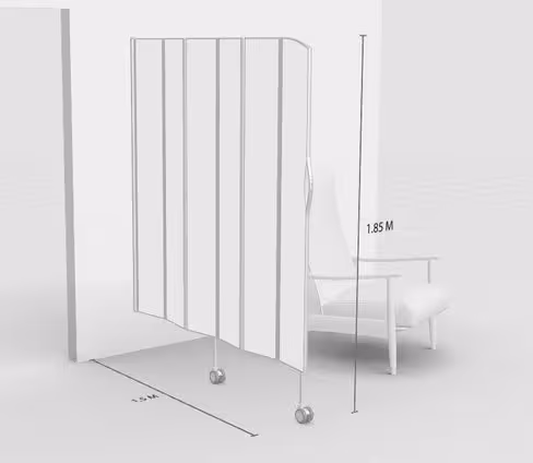 Paravent mural 6 sections L150 H185cm blanc