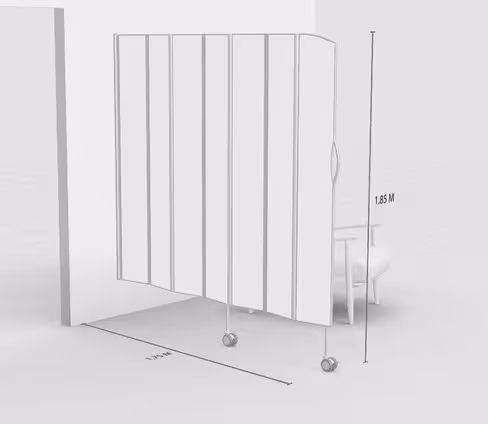 Paravent mural 7 sections L175 H185cm blanc