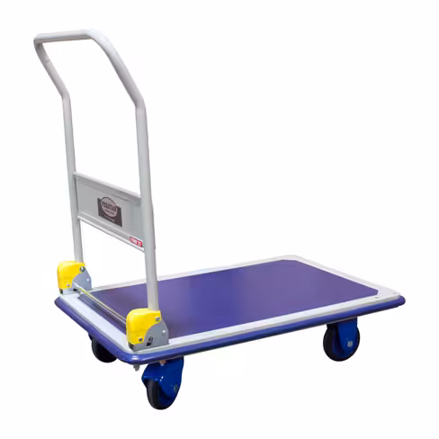 Chariot à dossier rabattable plateau acier - 300 kg - 920 x 610 mm - roue Ø 130 mm