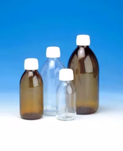 Flacon 60 ml verre jaune fermé avec bouchon à vis x 40