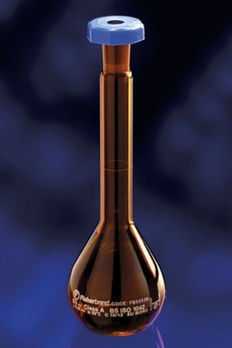 Fiole jaugée verre ambré borosilicaté classe A 50 ml x 5