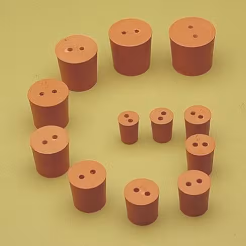 Bouchon caoutchouc rouge 2 trous ø 45 mm x 5