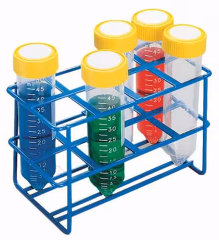 Rack 8 tubes acier gaine epoxy portoir pour tubes fond conique 50 ml