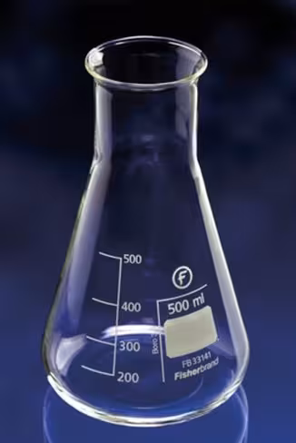Erlenmeyer 500 ml col large verre borosilicaté 3.3 bord verseur gradué DIN ISO 1773 x 10