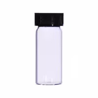 Flacon à vis 14 ml fond plat forme basse verre clair type 1 Ø 23 mm hauteur 58 mm filetage 15,5 mm x 190