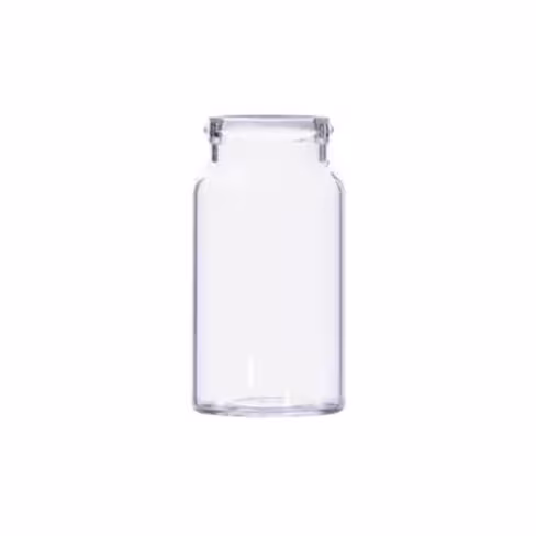 Pilulier 14 ml fond plat forme basseverre clair type 1 Ø 25 mm hauteur 48 mm bague 22 mm x 162