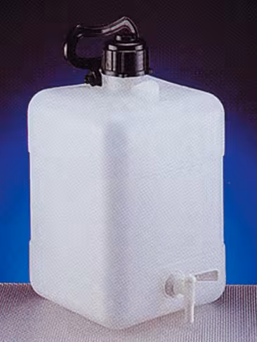 Bonbonne hexagonale pe avec bouchon vissant 1 poignée avec robinet 10 l