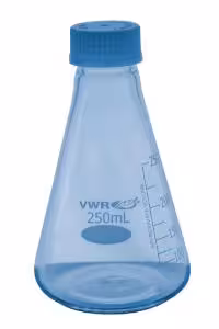 Erlenmeyer 50 ml bouchon gl25 pp bleu