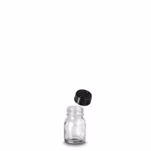 Flacon 200 ml verre jaune GL 55 avec bouchon à vis x 35