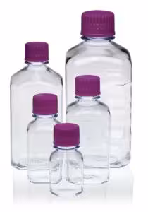 Flacon 500 ml pc transparent étroit carré x 12
