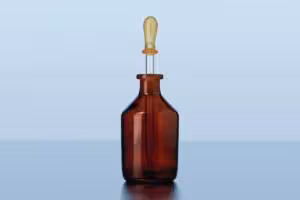 Flacon compte-gouttes verre sodocalcique avec pipette interchangeable brun 100 ml