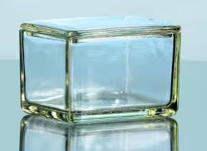 Boîte en verre support pour cuve de coloration en verre sodocalcique 108 x 90 x 70 mm