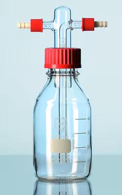 Flacon à lavage de gaz verre duran avec systéme d´assemblage par vis embout de drechsel sans plaque filtrante 500 ml