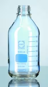 Flacon verre duran gl 45 pressure plus résistant pression clair sans capuchon à vis ni bague de déversement 1 l