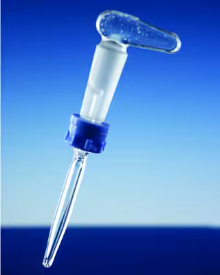 Clé de robinet duran pour burettes percée latéralement et rodée avec sécurité à vis en 3 parties ns 12,5