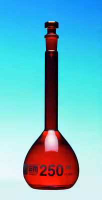 Fiole jaugée NS 12 21 w 25 ml classe A cc verre brun avec bouchon verre x 2