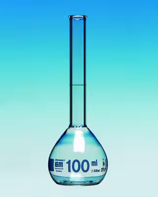 Fiole jaugée classe A cc 100 ml verre duran à col ouvert