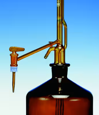 Burette pellet classe B 10 ml 0,02 ml PTFE verre bruni sans flacon