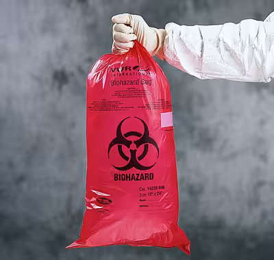 Sac autoclavable 305 x 610 mm x 50 µm rouge x 200