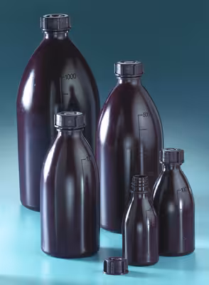 Flacon brun PEBD 250 ml col étroit capuchon x 10