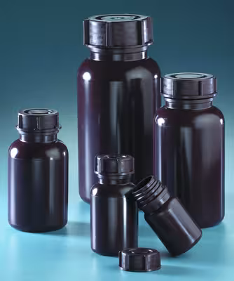 Flacon brun PEBD 500 ml large ouverture capuchon x 12