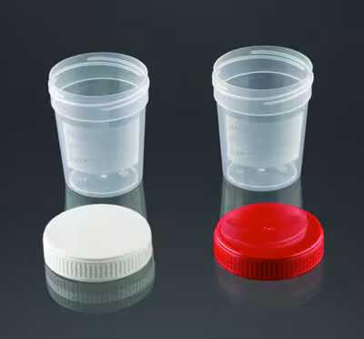 Récipient conique 120 ml PP bouchon à vis rouge non stérile vrac x 500