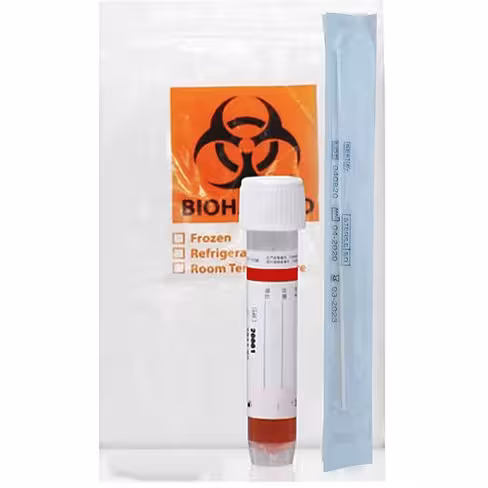 Kits écouvillon stérile nasopharyngé avec tube 16 mm et milieu virus et sachet de transport x 50