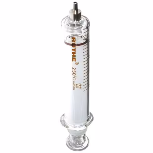 Seringue en verre, connexion Luer en métal, piston en verre, 20 ml