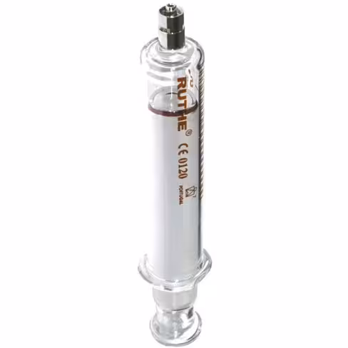 Seringue en verre, connexion Luer-Lock en métal, piston en verre, 2 ml